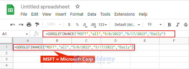 Google Sheets: how to import stock prices into excel from google finance