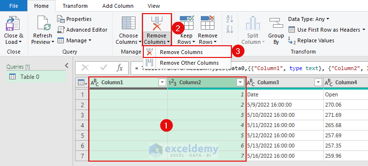 Power Query: how to import stock prices into excel from google finance