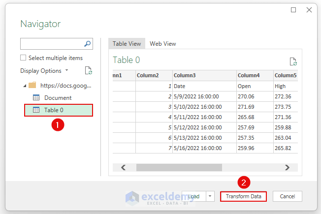 how to import stock prices into excel from google finance