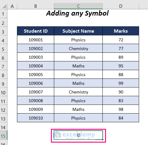 how to insert symbol in excel footer