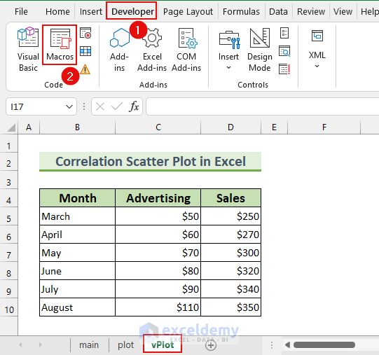 how to make a correlation scatter plot in excel
