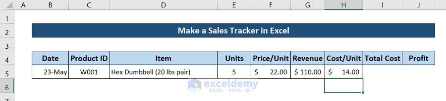 how to make a sales tracker in excel