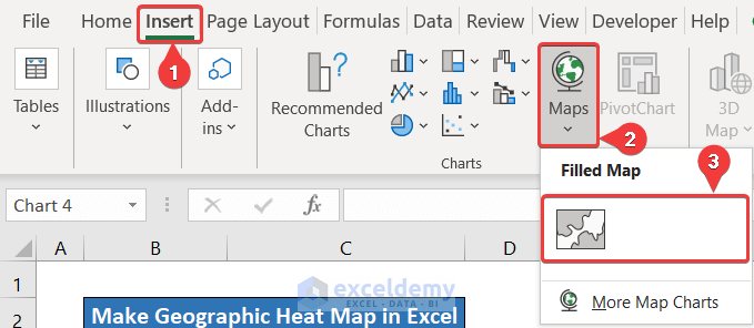 how to make geographic heat map in excel