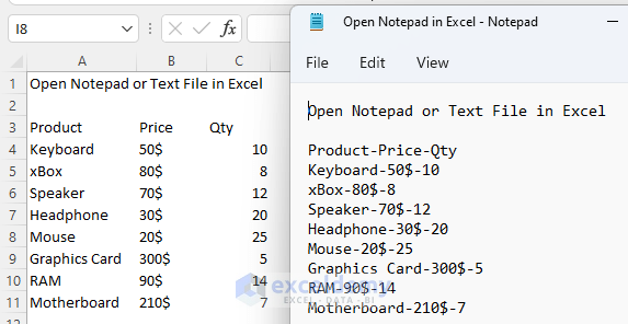 how to open notepad or text file in excel with columns