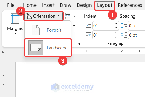 Changing Page Orientation to Paste Excel Table into Word Landscape