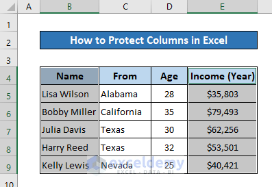 how to protect columns in excel