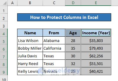 how to protect columns in excel