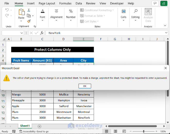 How to Protect Columns in Excel Without Protecting Sheet