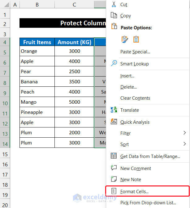 Protect Columns in Excel Without Protecting Sheet from Context Menu