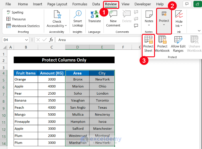 Protect Columns in Excel Without Protecting Sheet from Context Menu