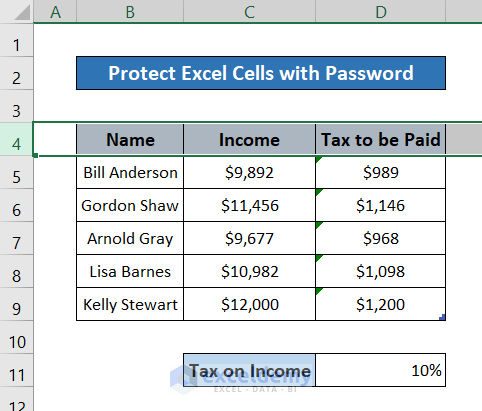 how to protect excel cells with password