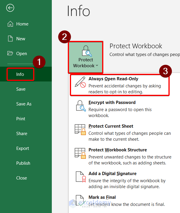 Using Open as Read-Only feature to Protect an Excel Workbook from Editing