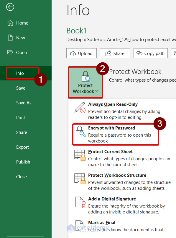 Encrypting with a Password to Protect an Excel Workbook from Editing