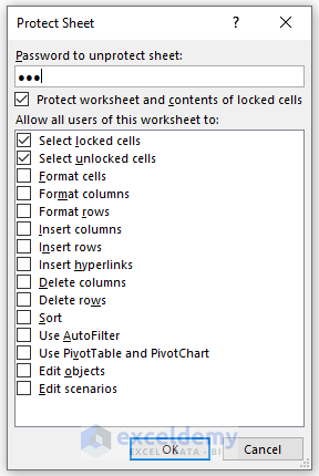 Applying Go To Special Command to Protect Hidden Columns