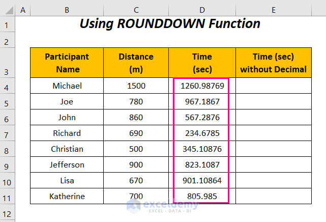 how to remove decimals in Excel without rounding