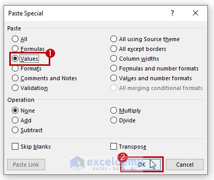 Delete Excel Filtered Formula with Paste Special Option