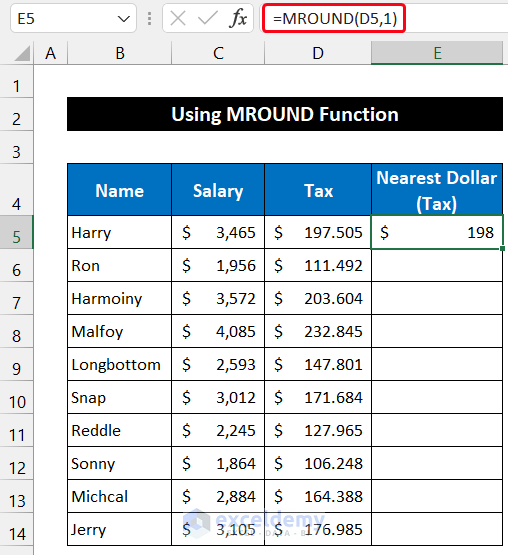 Using ROUND Function for Rounding to Nearest Dollar