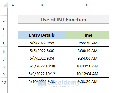 7 Different Ways to Separate Time Using Formula in Excel