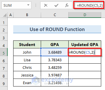 Excel ROUND Function to Set Decimal Places