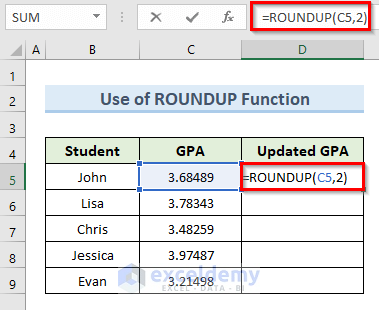 Set Decimal Places with ROUNDUP Function