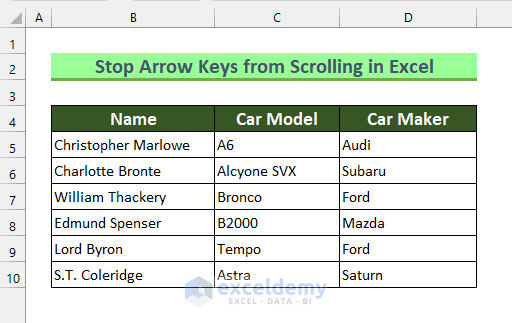 How to Stop Arrow Keys from Scrolling in Excel