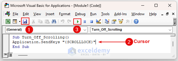 Stop Arrow Keys from Scrolling by Applying VBA: Run Code