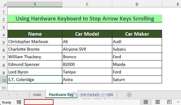 Using Hardware Keyboard Scroll Lock Key to Stop Arrow Keys from Scrolling