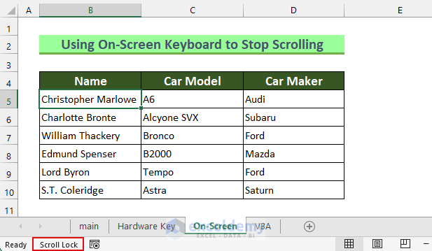 Use of On-Screen Keyboard to Stop Arrow Keys from Scrolling