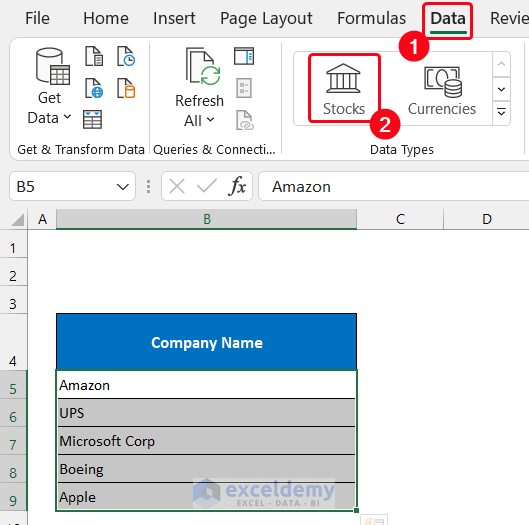 Get Stocks Information into Track Stocks Using Excel’s Built-in Feature 