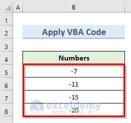 Apply VBA Code to Insert Minus Sign 