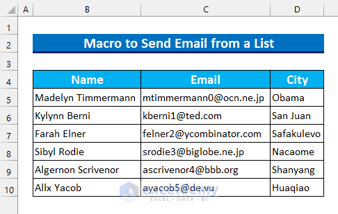Send Email to a List of Recipients from a Column