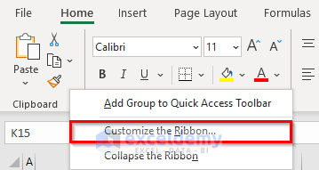 Customize MS Excel Ribbon