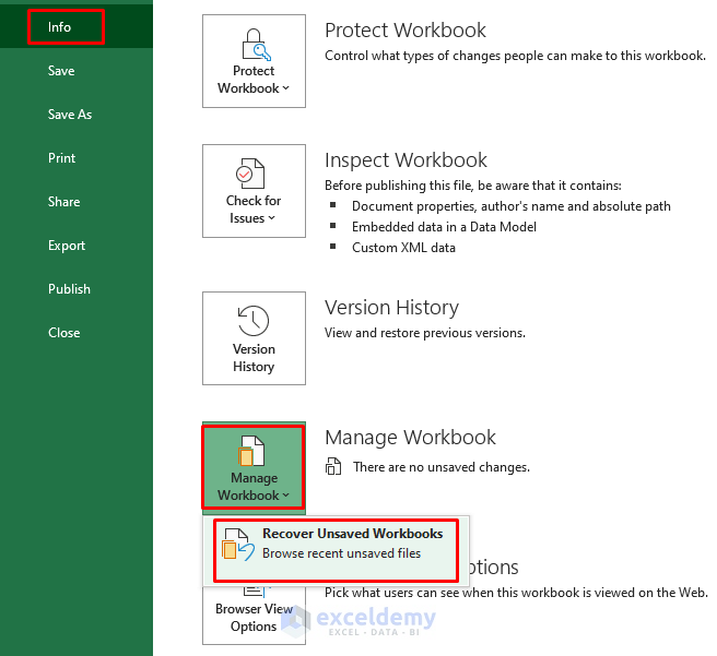 Restore Unsaved Erased Files with Excel File Info