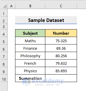 round excel data to make summations correct