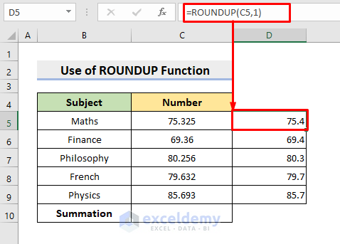 Excel ROUNDUP Function for Rounding Data