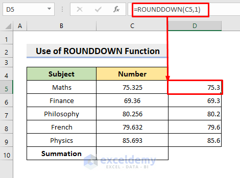 Find Exact Sum Using ROUNDDOWN Function
