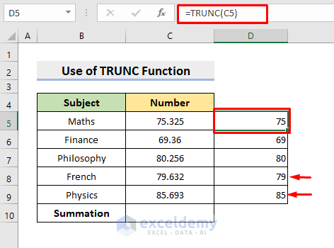 Round Data with Excel TRUNC Function to Find Precise Sum