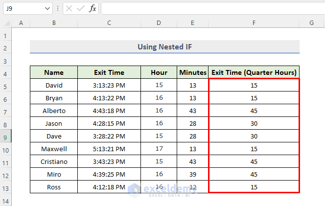 Implementing Nested IF Formula in Excel