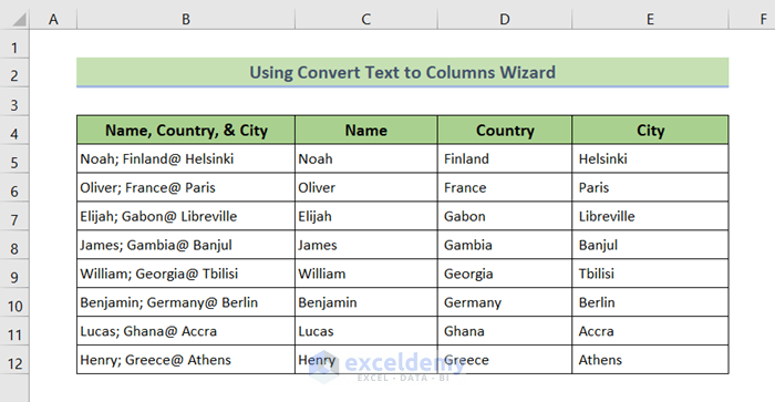 Split Text in Excel by Character