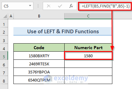 Apply LEFT & FIND Functions to Split Text by Number of Characters