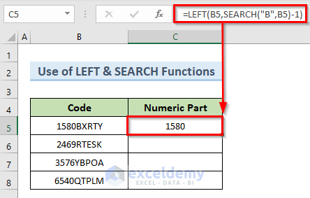 Text Splitting by Number of Characters with LEFT & SEARCH Functions