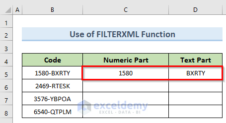 Excel FILTERXML Functions to Split Text by Number of Characters