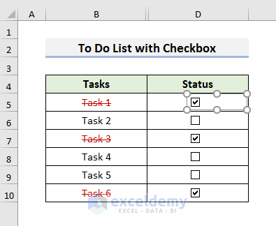 Delete Checkbox from Excel To Do List