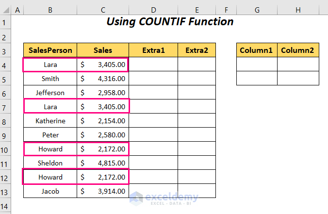 transpose duplicate rows to columns in Excel