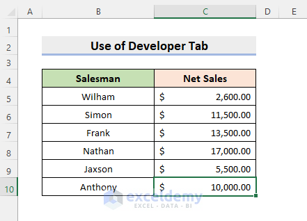 Unlock Cells with Developer Tab in Excel