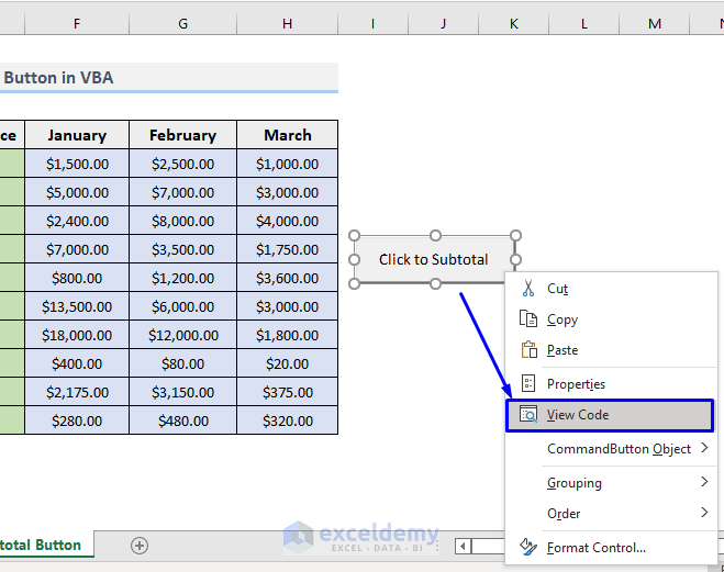 Assigning Macro in Button for VBA Code for Subtotal in Excel