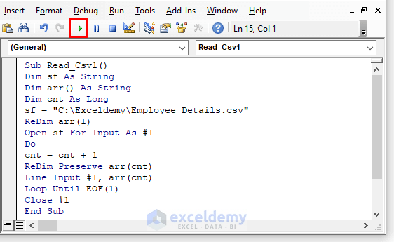 Excel VBA to Read CSV File into Array (4 Ideal Examples) - ExcelDemy
