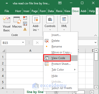 Apply VBA to Read CSV File Line by Line and Paste It into Excel
