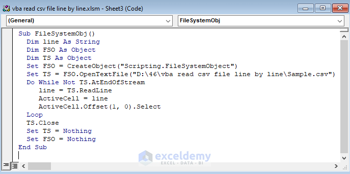 Use FileSystemObject (FSO) in Excel VBA for Reading CSV File