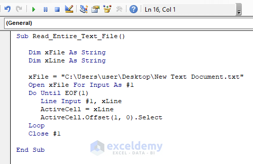 Excel VBA: Read a Text File Line by Line (6 Related Examples) Excel Vba: Read A Text File Line By Line (6 Related Examples)